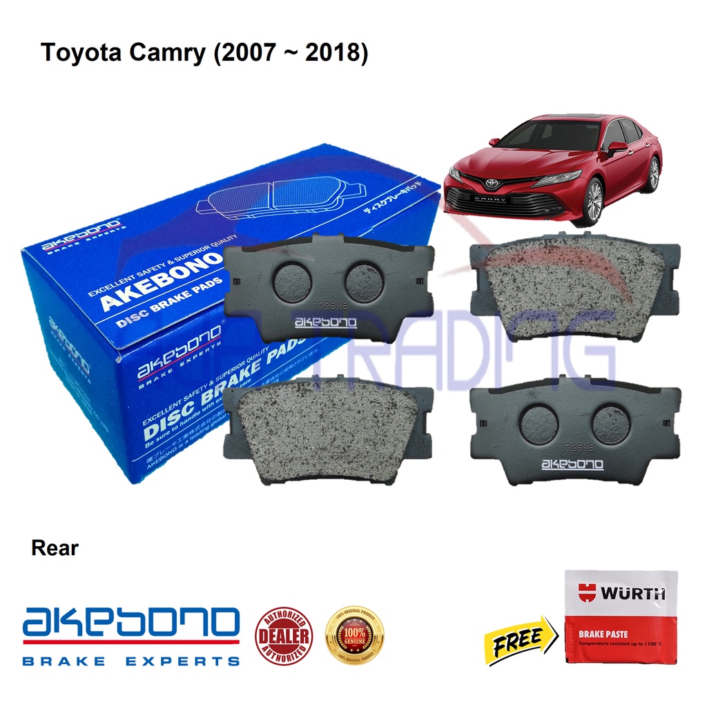 Genuine Akebono Rear Brake Pads for Toyota Camry (2007 - 2018) with ...