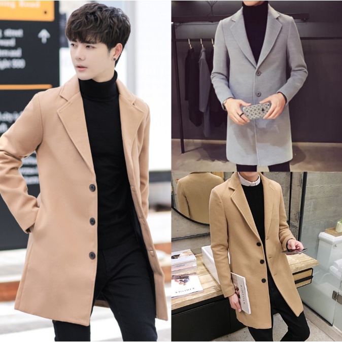 Korean Off-season male long trench coat over-thick knee thick coat tide ...