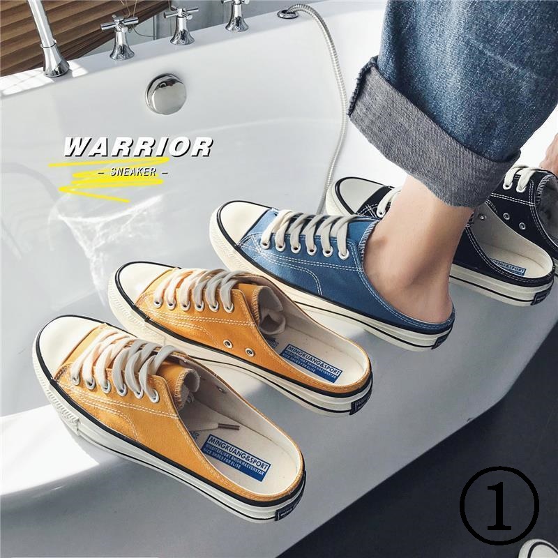 Summer Half Slippers Men Canvas Shoes Couple Korean Version Versatile ...