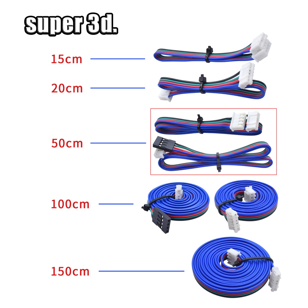 10cm/50cm/100cm/150cm Stepper Motor Cables Wire XH2.54 4pin DuPont ...