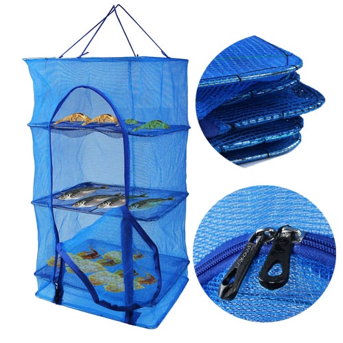 3Layer Drying Fishing Net Hanging Basket Foldable Vegetable Fish Dishes ...