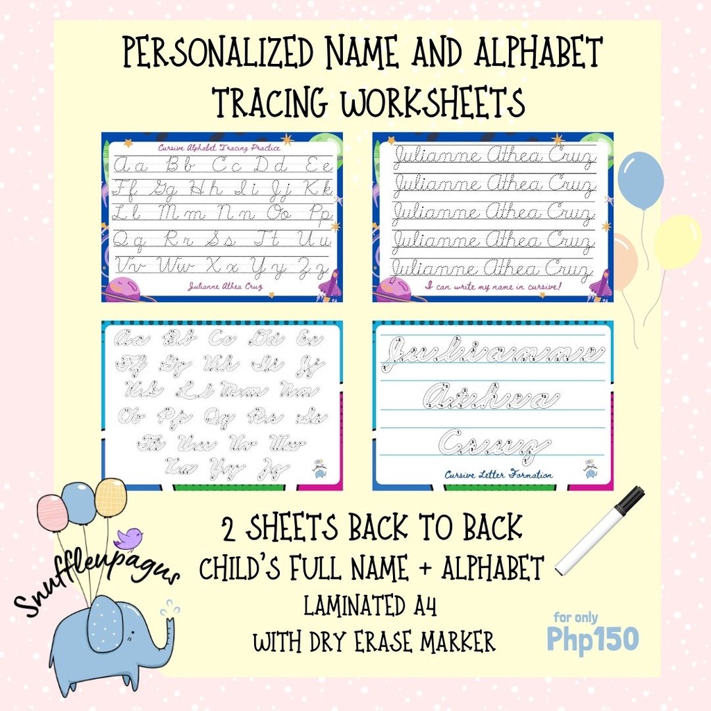 Laminated Tracing Alphabet Letters Cursive A4 Size Sh vrogue.co