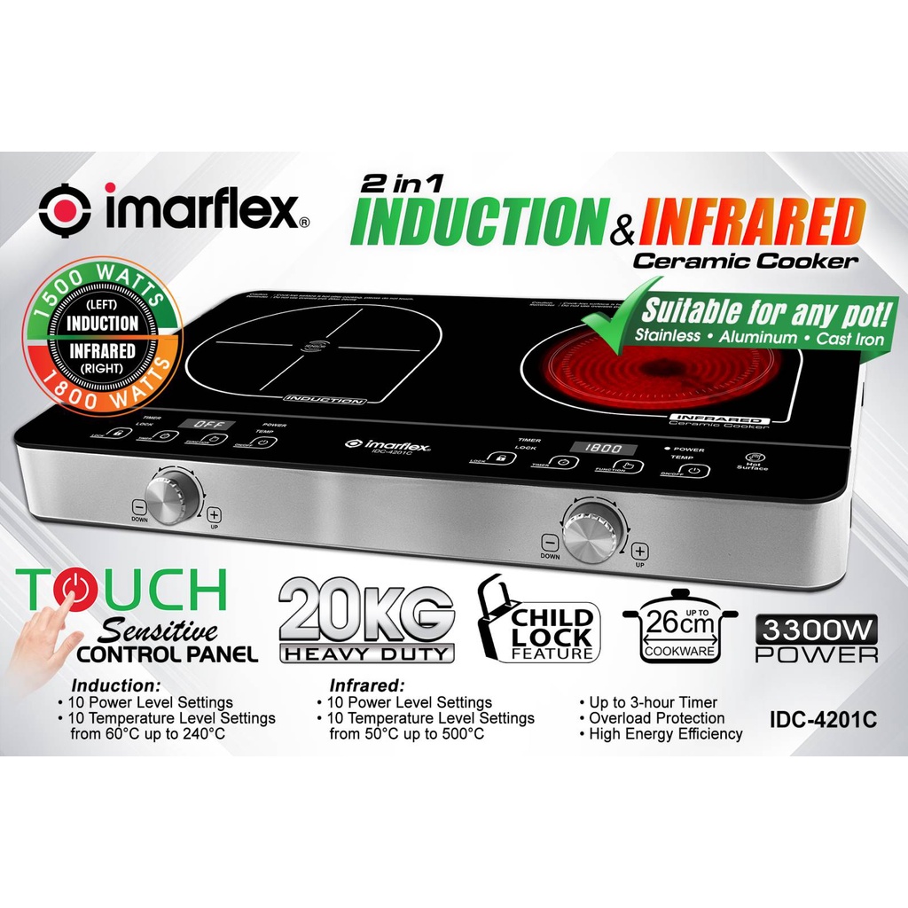 Imarflex IDC4201C Induction and Infrared Ceramic Cooker (Houseware