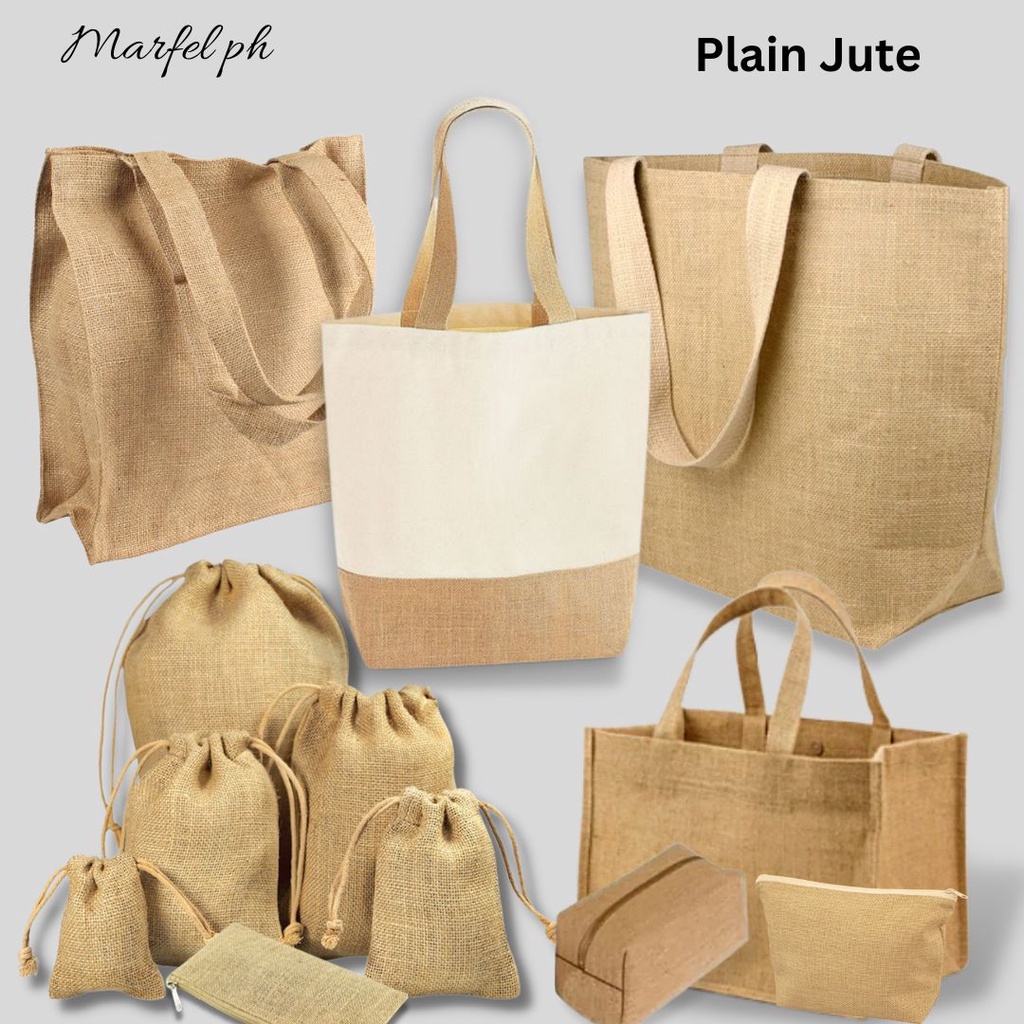 Plain Jute Burlap Abaca Bag Wallet Pouch Grocery Shopping Tote Bag ...