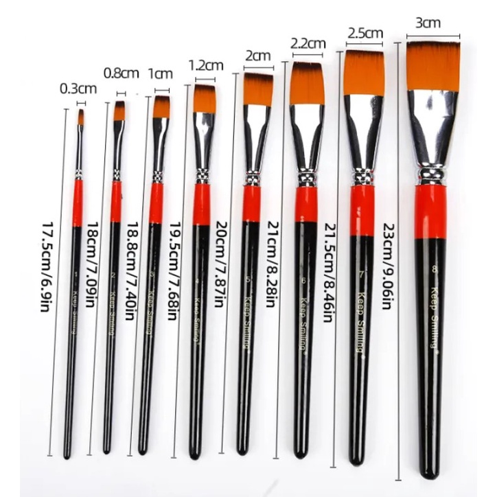 High Quality Flat Soft Paint Brush For Watercolor Acrylic Gouache Oil