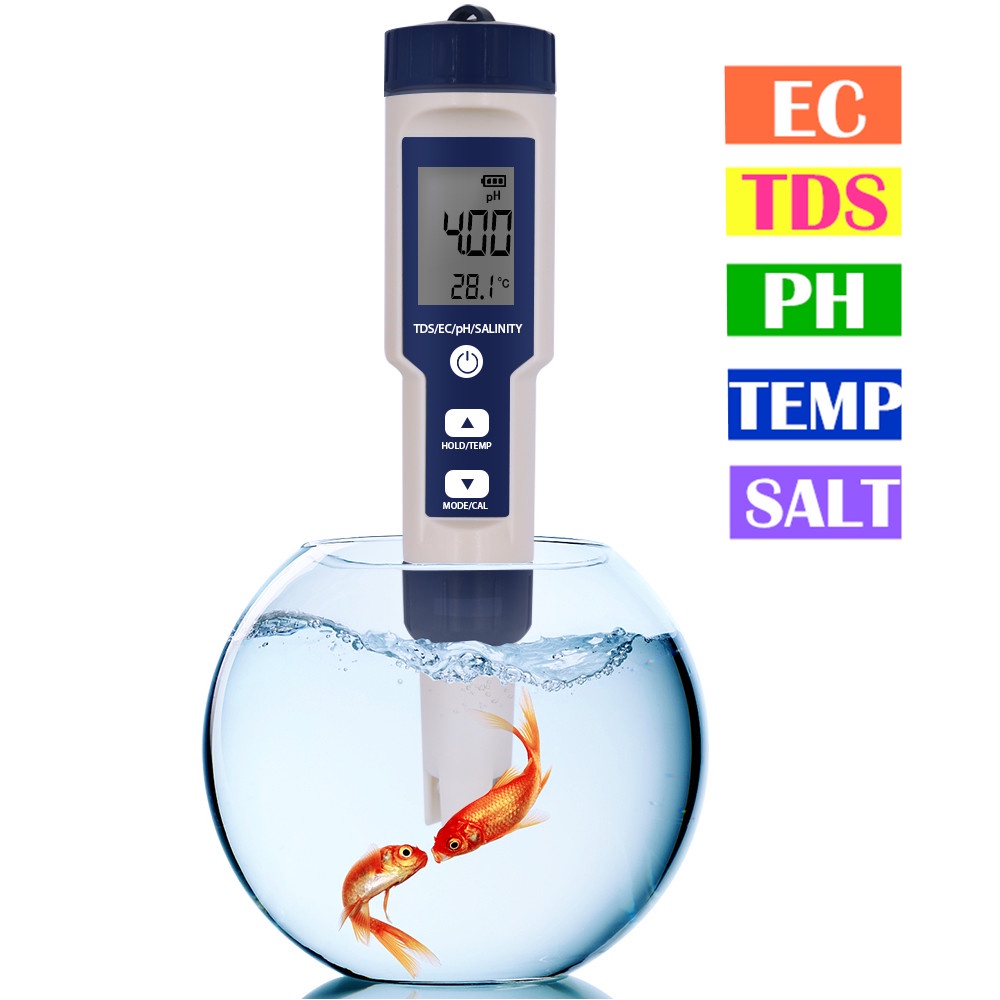 EZ-9909 5 in 1 Salinity TDS EC Temperature PH Meter Water Quality ...