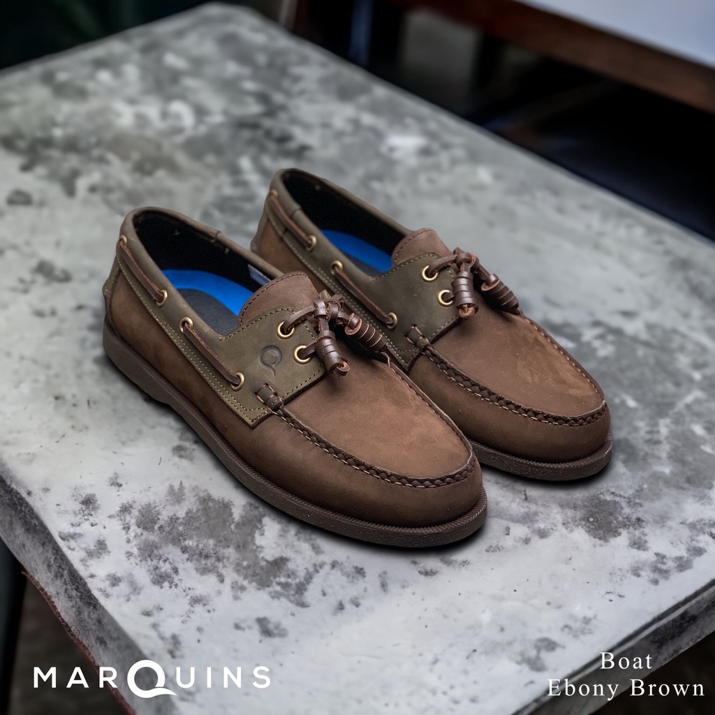 Marquins Genuine Leather Boat Shoes for MEN - Ebony Brown (30