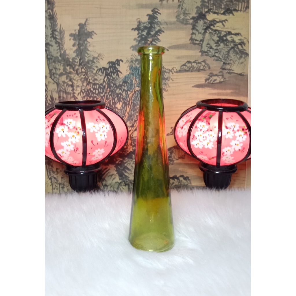 WILKO 9" GREEN COLORED GLASS TALL SLIM VASE JAPAN Shopee Philippines