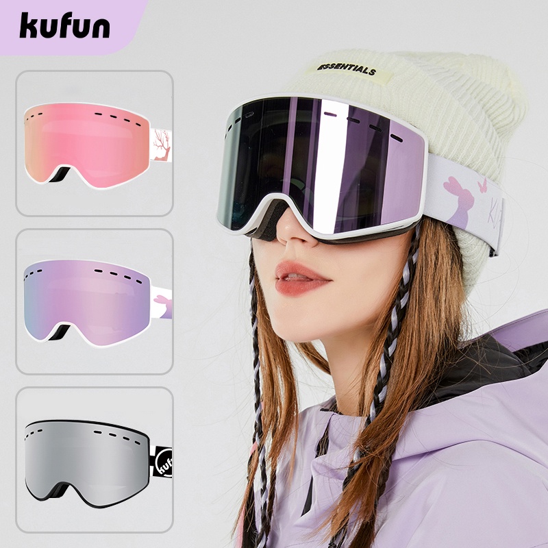 KUFUN Ski Goggles Ski Glasses Anti-fog Cylindrical Snow Glasses