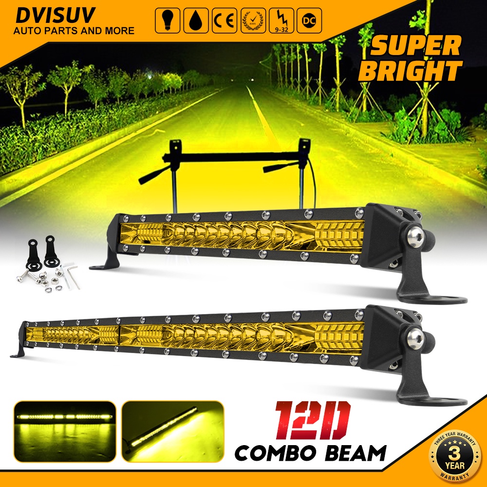 Fog Light Yellow 1020" Led Light Bar Lamp Offroad Work Waterproof Jeep