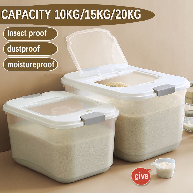 Rice bucket kitchen large capacity 10KG-20KG flip-top flour grain rice ...