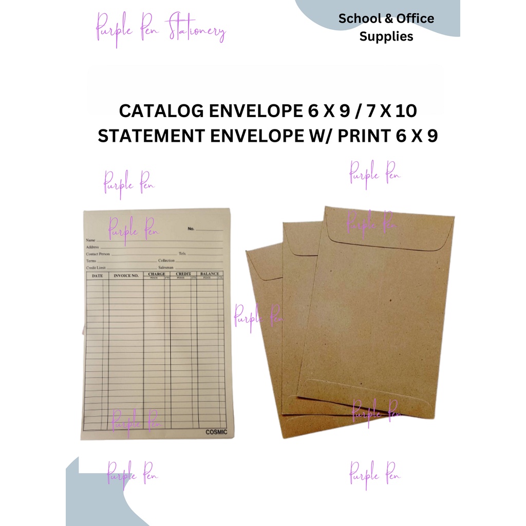 Catalog Envelope 6 x 9, 7 x 10, STATEMENT ENVELOPE WITH PRINT 6X9 Sold
