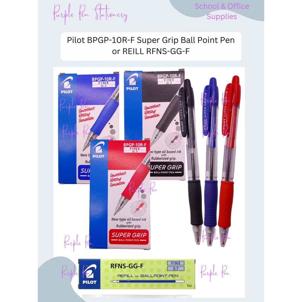 Pilot BPGP-10R-F Super Grip Ball Point Pen (REFILLABLE) Ballpen (1PC ...