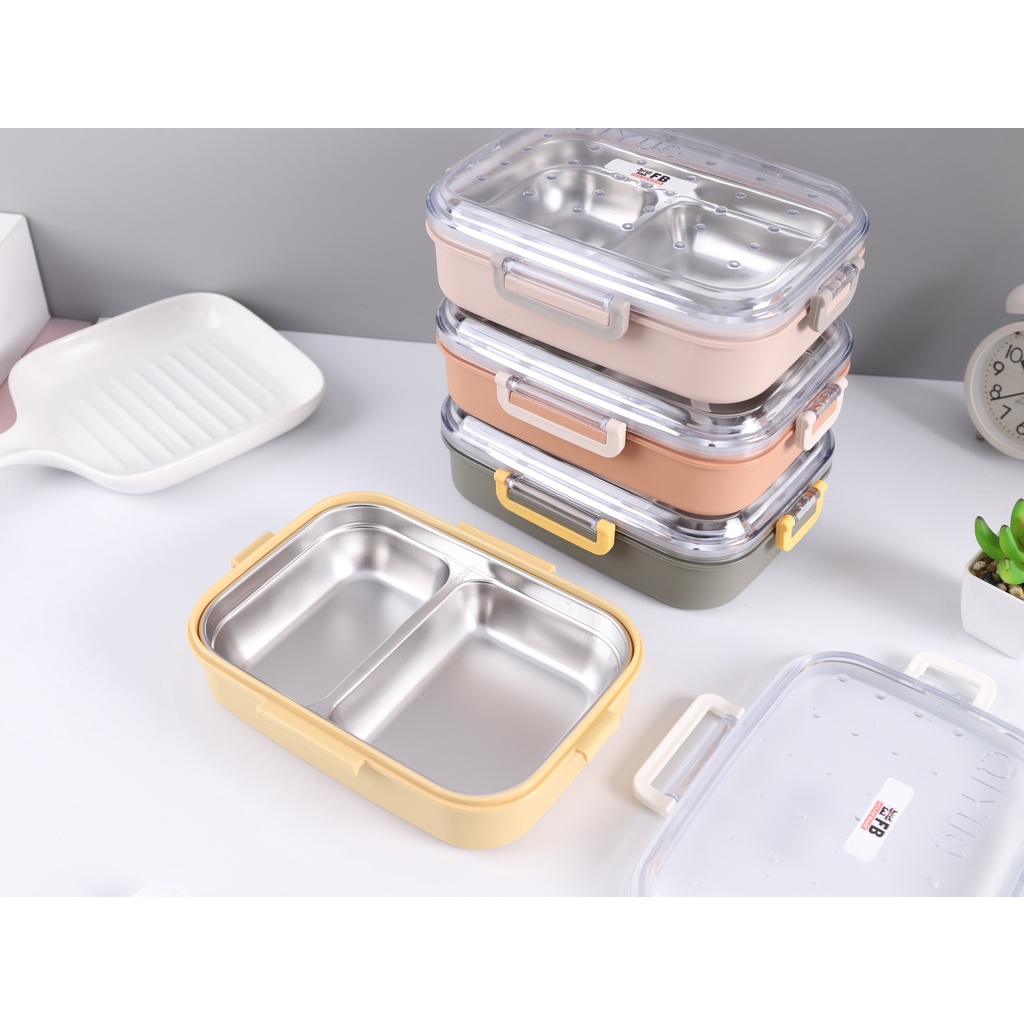 304 Stainless Steel Divided Lunch Box, Sealed Lunch Box with Spoon food ...