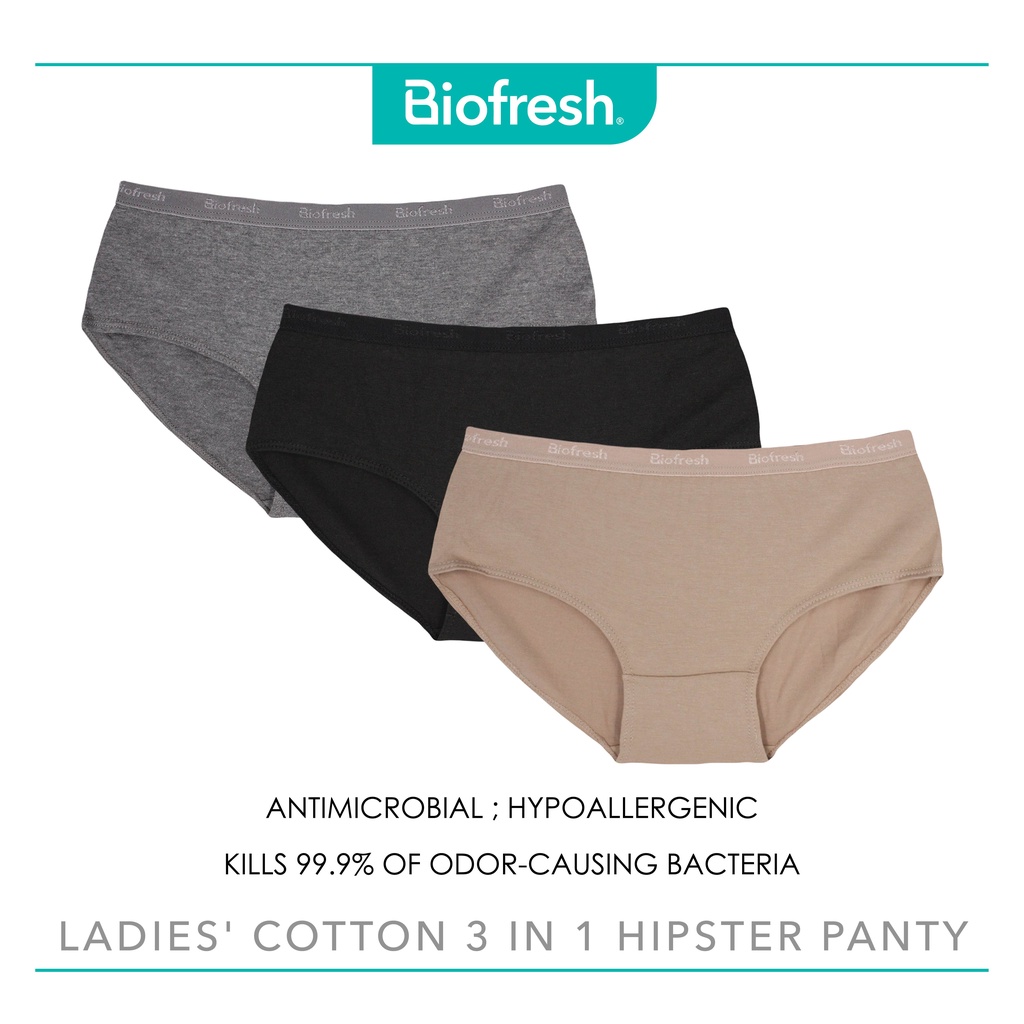 Biofresh Ladies' Antimicrobial Cotton Hipster Panty 3 pieces in a pack  ULPHG0401