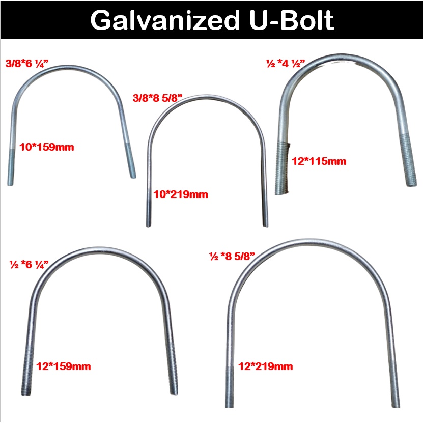 RTK 12mm Galvanized U-Bolts U Bend Screws GI U Shaped Bolt | Shopee ...