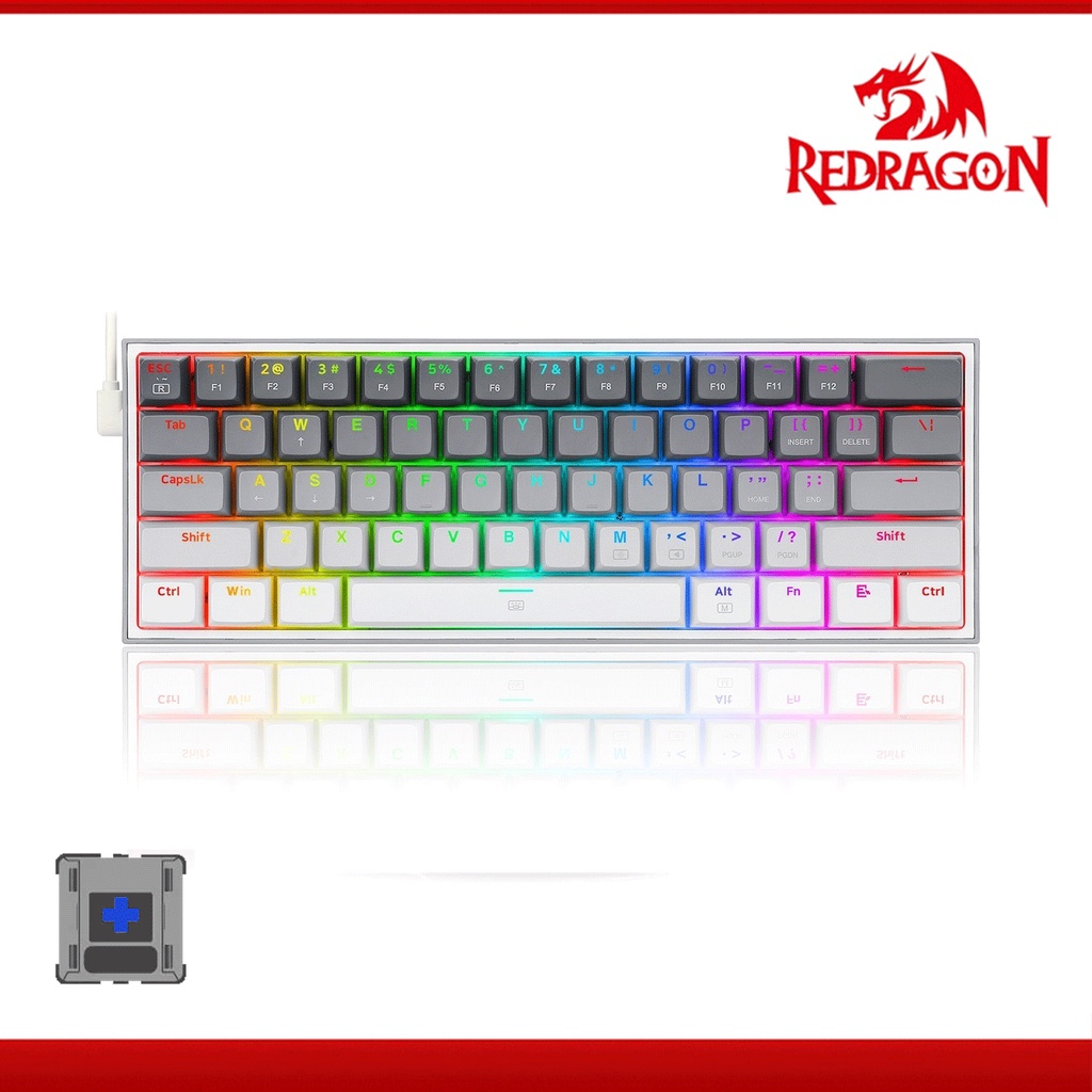 Redragon FIzz RGB 617 Keys Mechanical Gaming Keyboard Grey Blue Switch ...