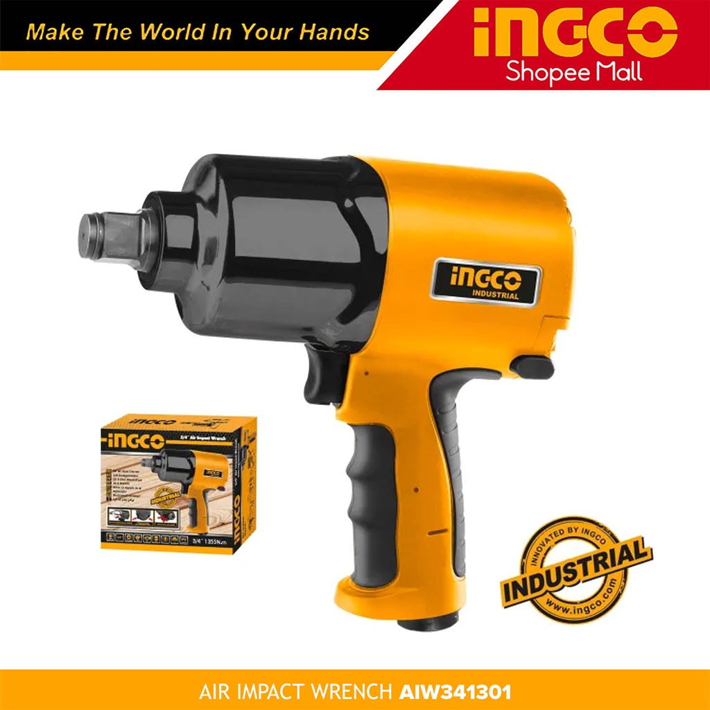 Ingco AIW341301 Pneumatic Air Impact Wrench for Tire & Lug Nuts 3/4