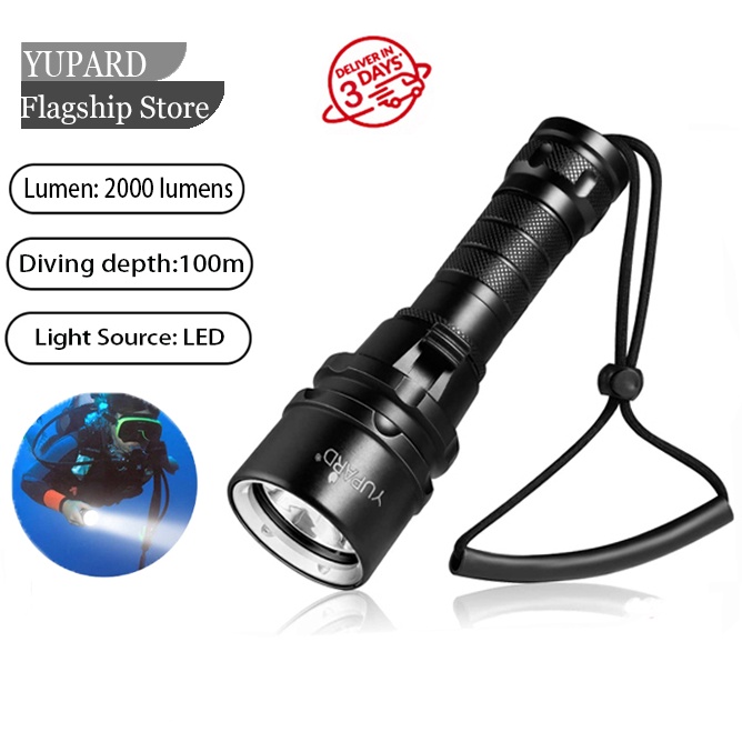 YUPARD Scuba Diving Flashlight Waterproof Underwater Xm L2 Led Ultra