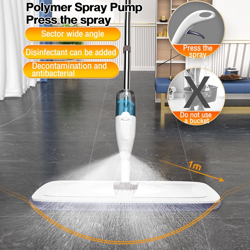 Spray Mop 360 Degrees With Spinner Head Flat Floor Cleaner Microfiber ...