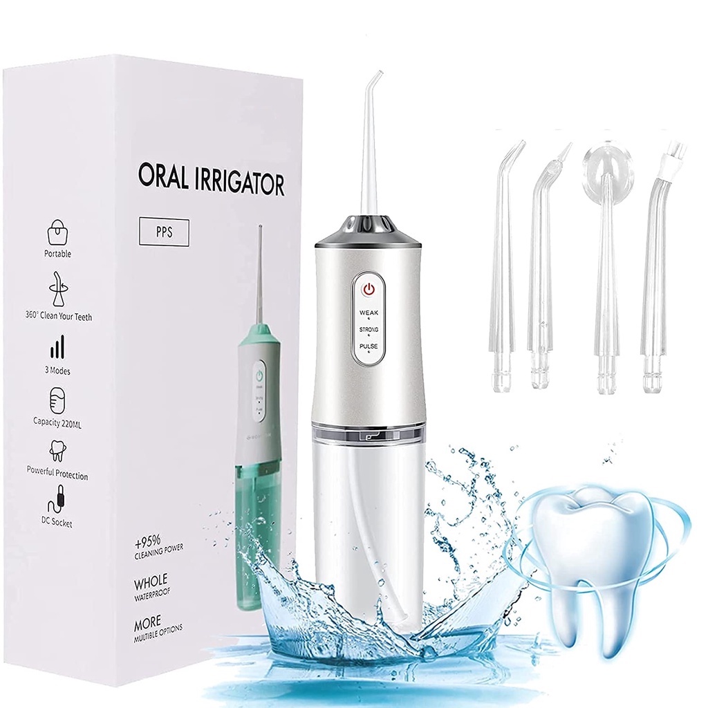 COD Oral care Water Flosser 4 Heads 220ML Oral Irrigator Rechargeable 3