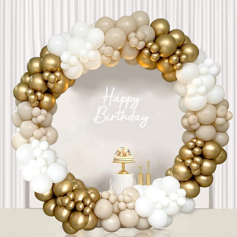 152pcs Sand White Gold Balloon Garland Arch Kit Pearl White Chrome Gold ...