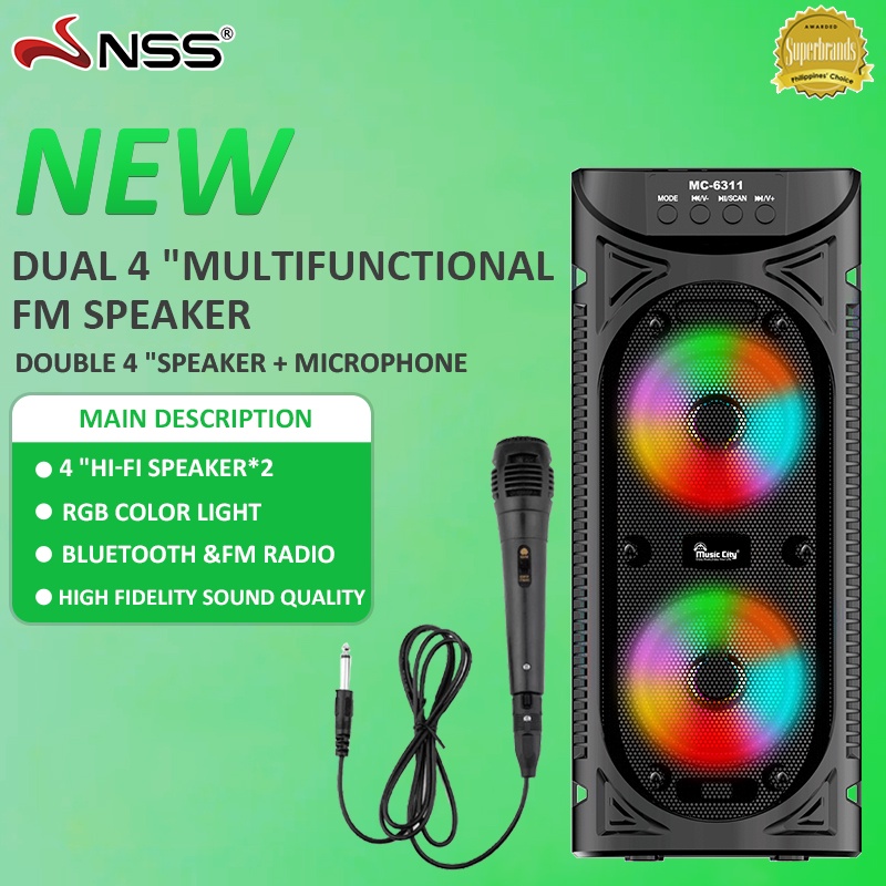 Big tweeter karaoke bluetooth speaker with mic radio microphone TV PC