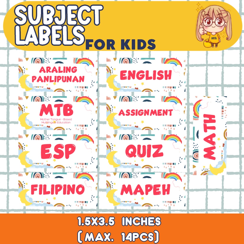 Cute Subject Label Sticker for Student (For Kids) | Shopee Philippines