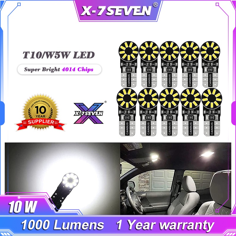 X7SEVEN Xt10A 10W 1000Lm Car Interior & Convenience Bulbs 10Pcs In 1