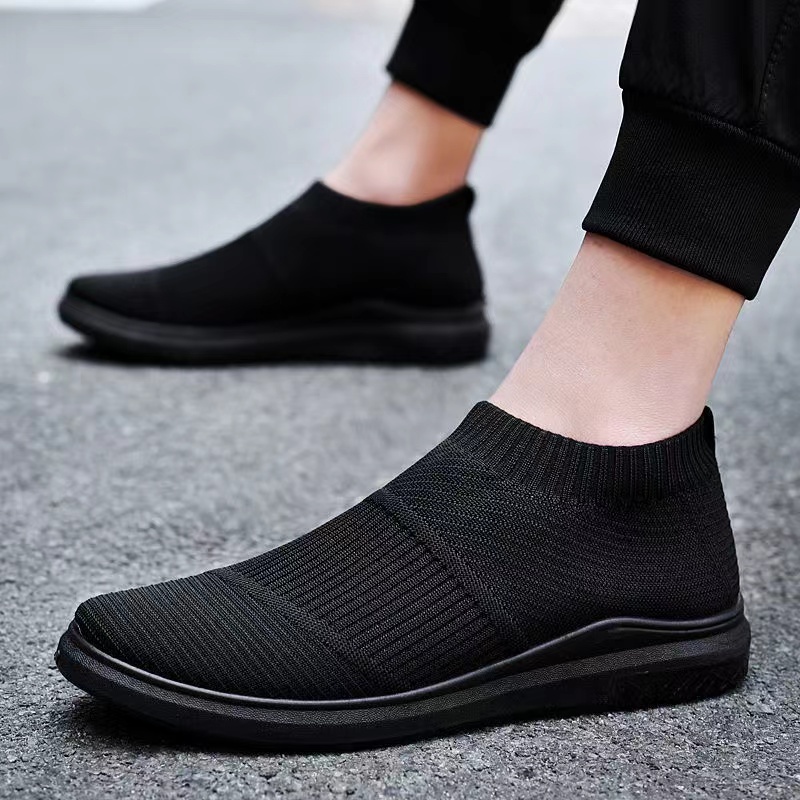 Comfort Slip On Shoes for Men Black Rubber Sneakers for Male Casual ...
