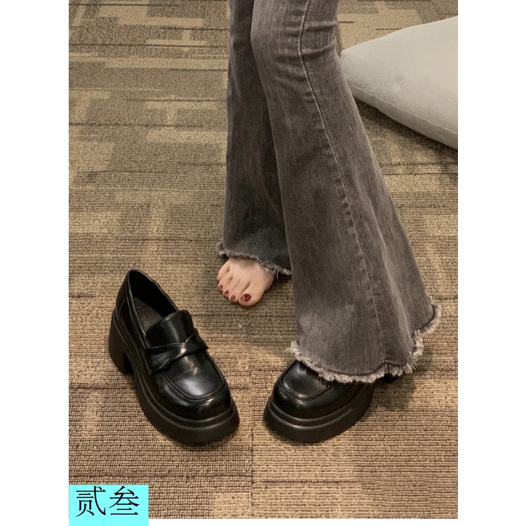 Thick-Soled Small Leather Shoes Women 2023 Spring New Style Thick High ...