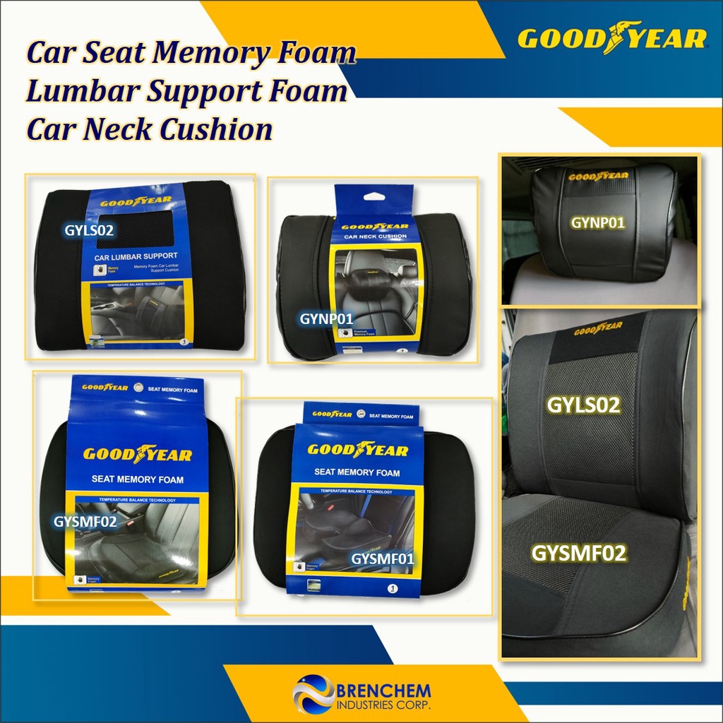 Goodyear Universal Car Memory Seat Foam Lumbar Support Neck Cushion