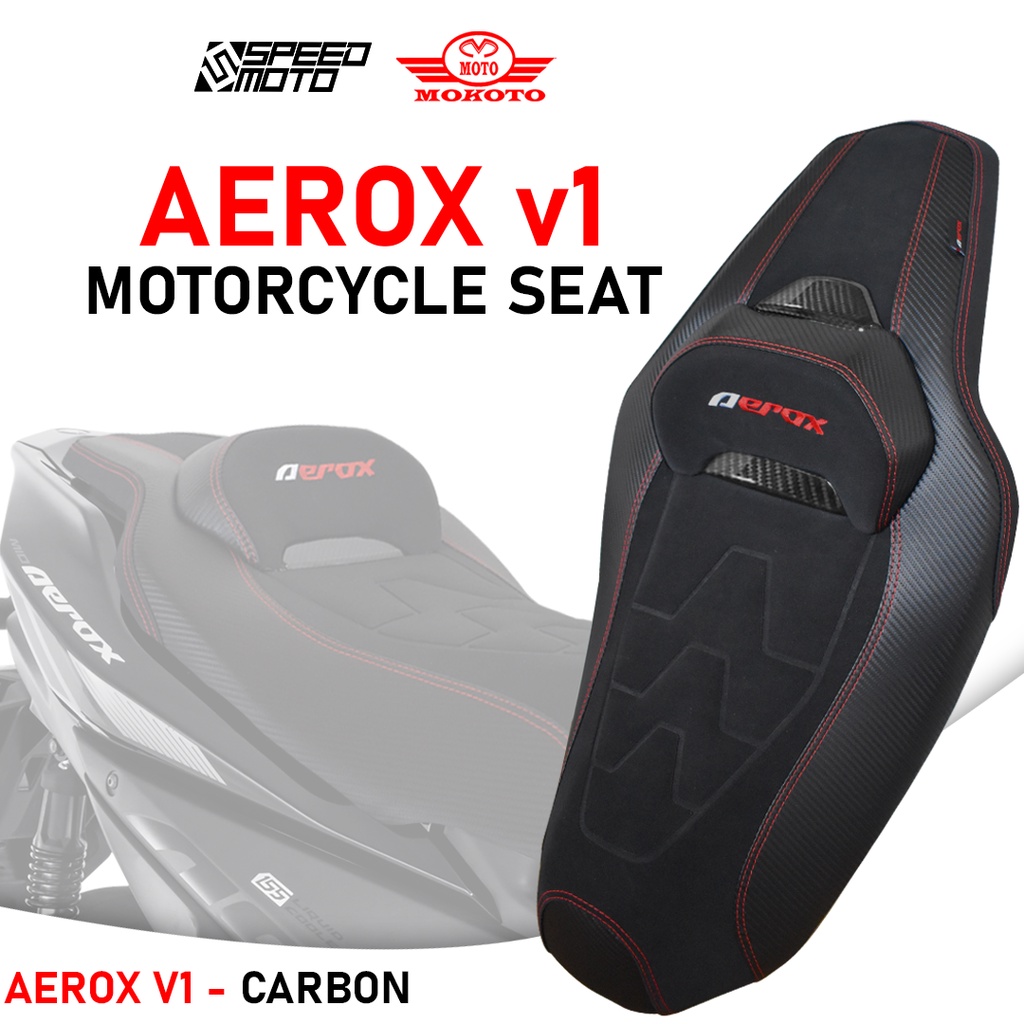YAMAHA AEROX V1 CAMEL BACK SEAT ASSEMBLY WITH EMBROID LOGO AND CARBON