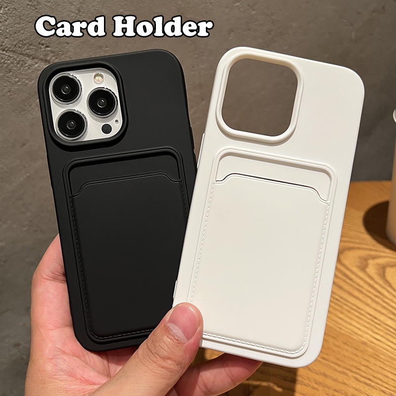 Simple Liquid Silicone Card Holder Phone Case for IPhone 11 13 Pro Max