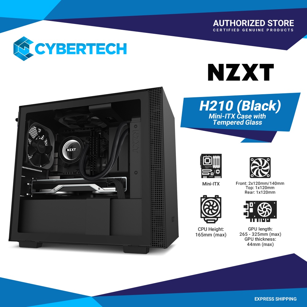 NZXT H210 Mini-ITX PC Gaming Case Front I/O USB Type-C Port Tempered ...
