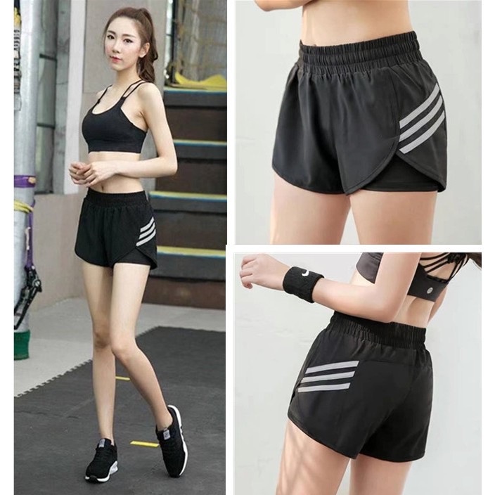 Running shorts with store cycling shorts