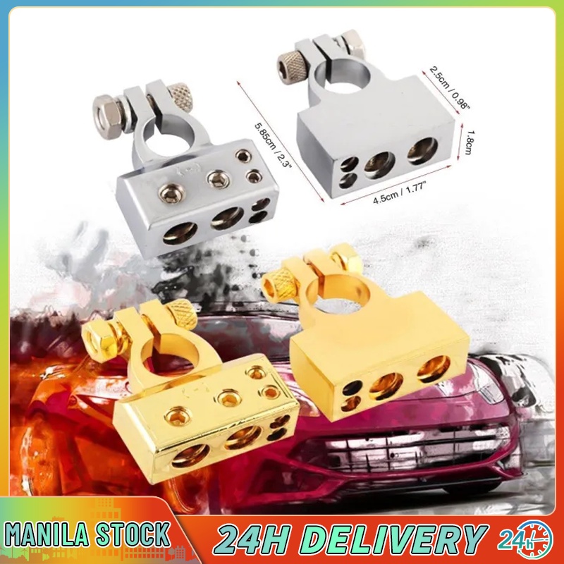 2Pcs Silver Plated Gauge Car Battery Terminal Positive Auto Battery