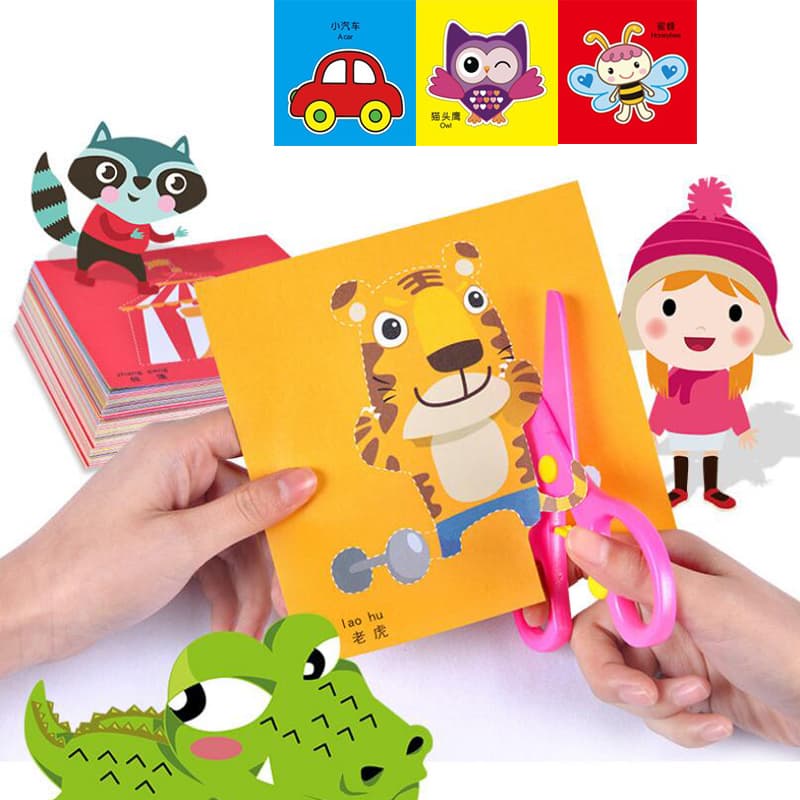 48Pcs Handmade Colour Paper Cut Book Craft Cartoon Handcraft Paper Kid ...