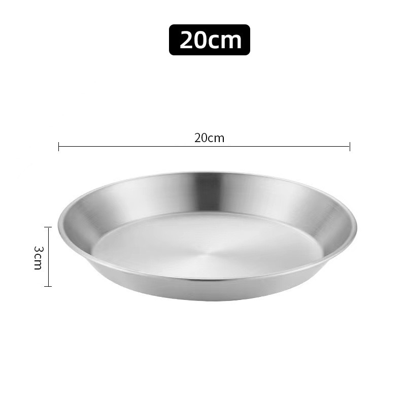 Pan Pizza Plate Stainless Steel Serving Baking Round Snack Griddle