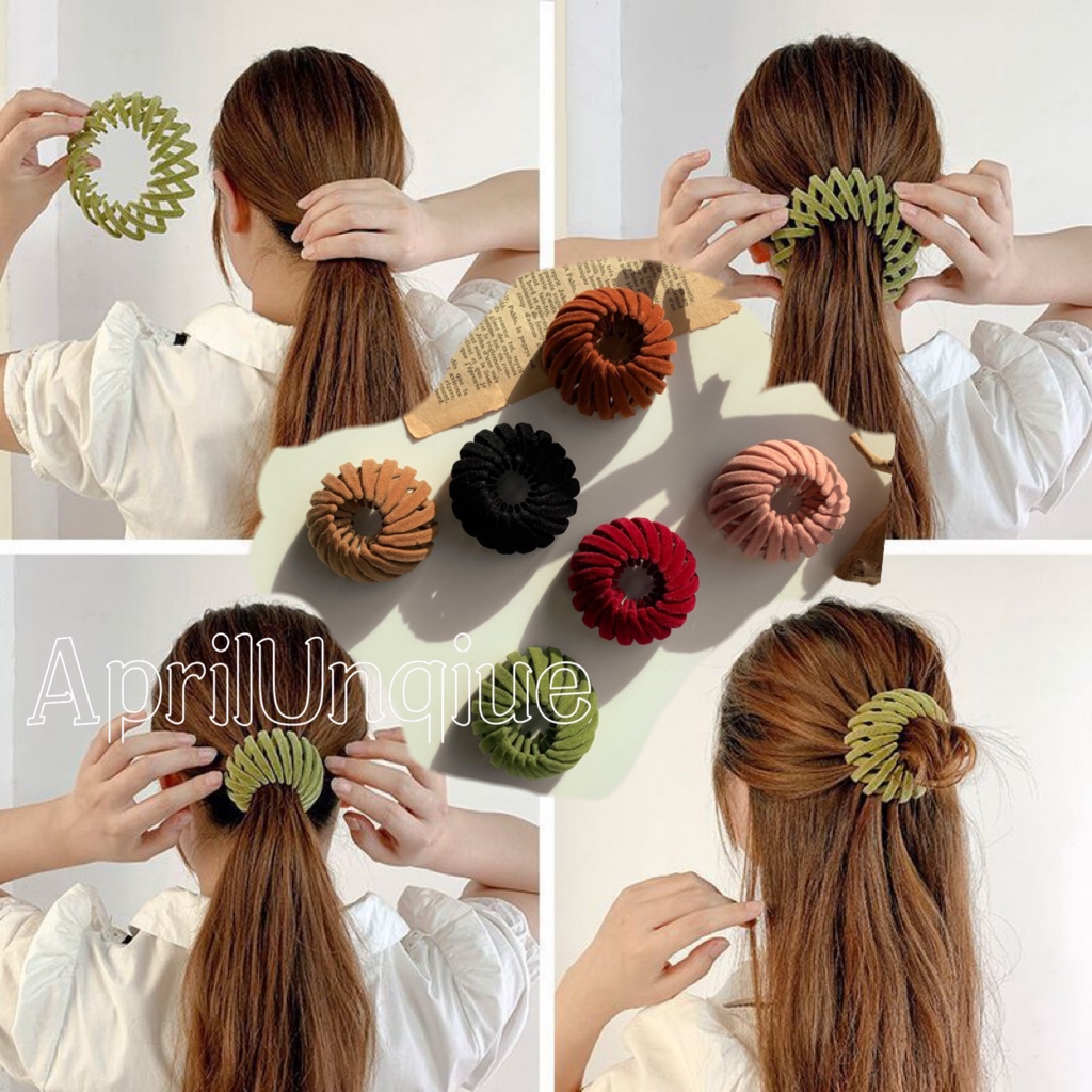 Women Bun Velvet Hair Claw Horsetail Buckle Hair Tie Bird Nest ...