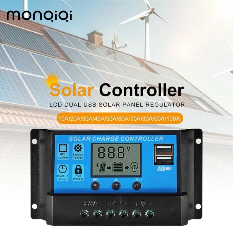 Monqiqi10/20/30/60A PWM 12V/24V Solar Panel Regulator Charge Controller ...