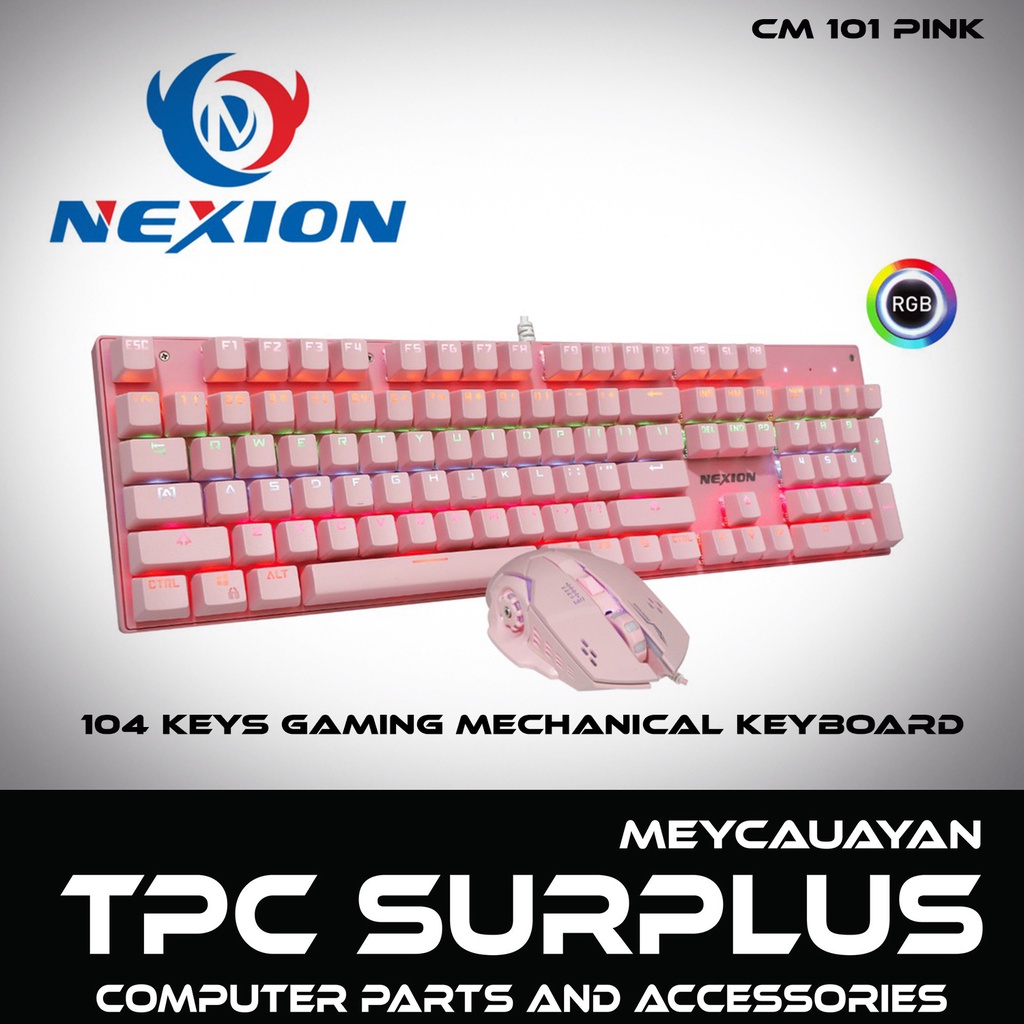 Nexion CM101 Pink And White Mechanical Keyboard and Mouse Combo RGB