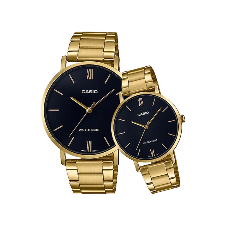 Couple watch casio gold best sale