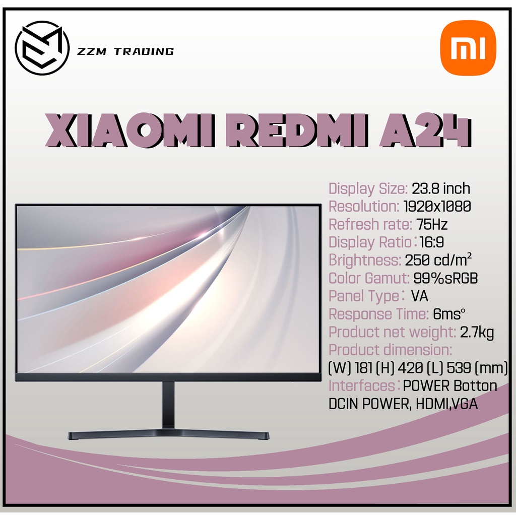 Xiaomi Redmi RMMNT238NF Desktop VA Monitor 23.8" 1920x1080 99%sRGB 75hz ...