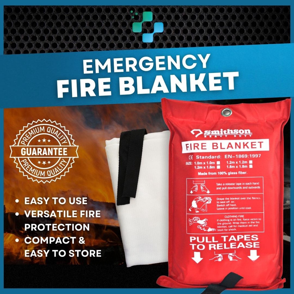 Smithson Fire Blanket Kitchen 1.2mx1.8m Heat Resistant Safety Blanket ...