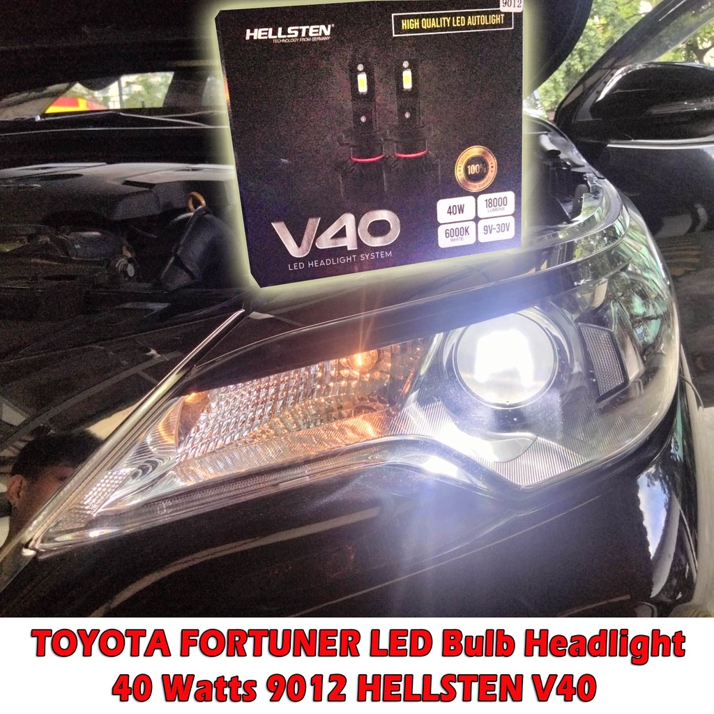 TOYOTA FORTUNER 9012 LED Headlight Car Bulb HELLSTEN V40 40w 6000k 18000LUMENS Head Lights
