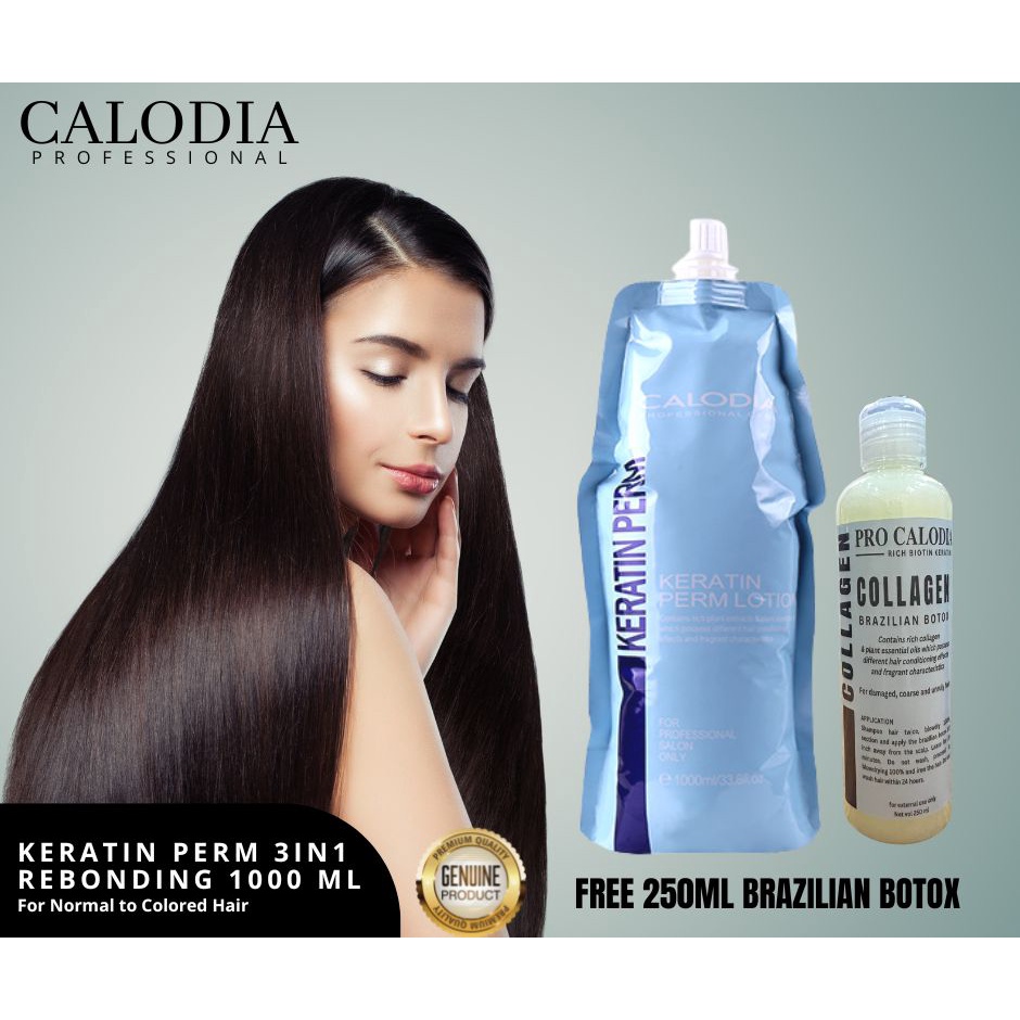 Calodia keratin Perm 3in1 Rebonding + 250ml Brazilian Botox | Shopee ...