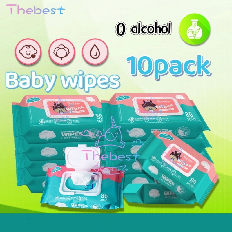 Thebest 10Pack Organic Baby Wipes Per Pack 99 Water Hypoallergenic