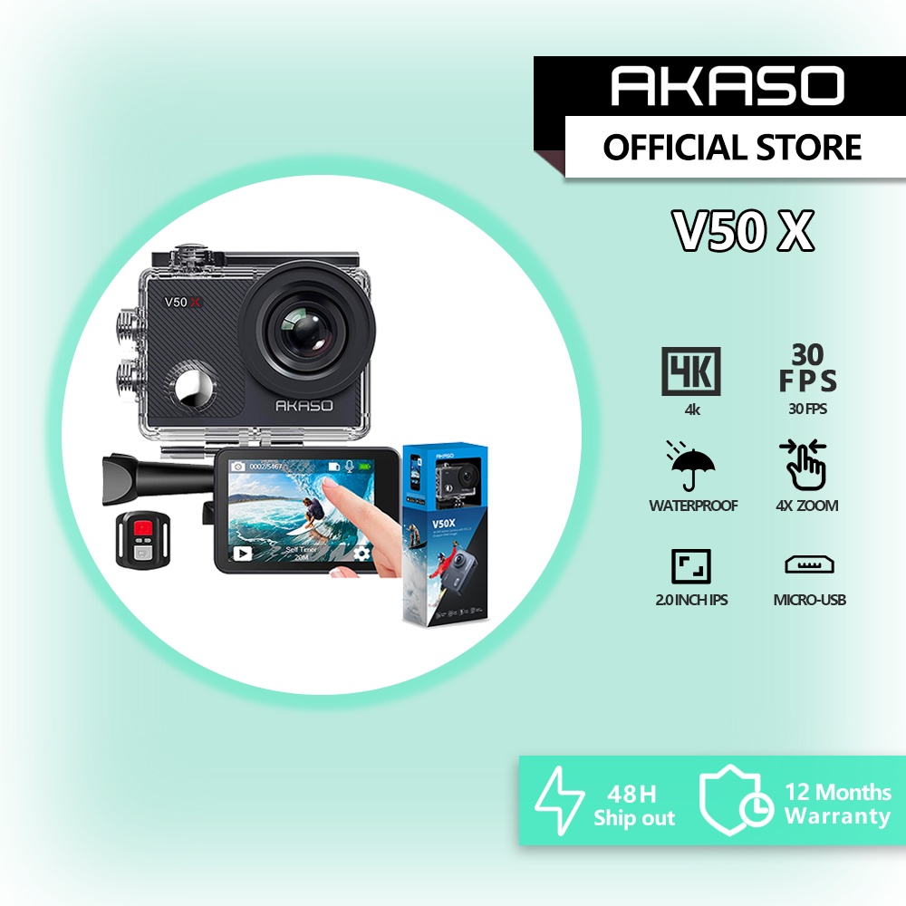 AKASO V50X 4K Wifi Action Camera With Eis Touch Screen 4X Zoom 131 Feet