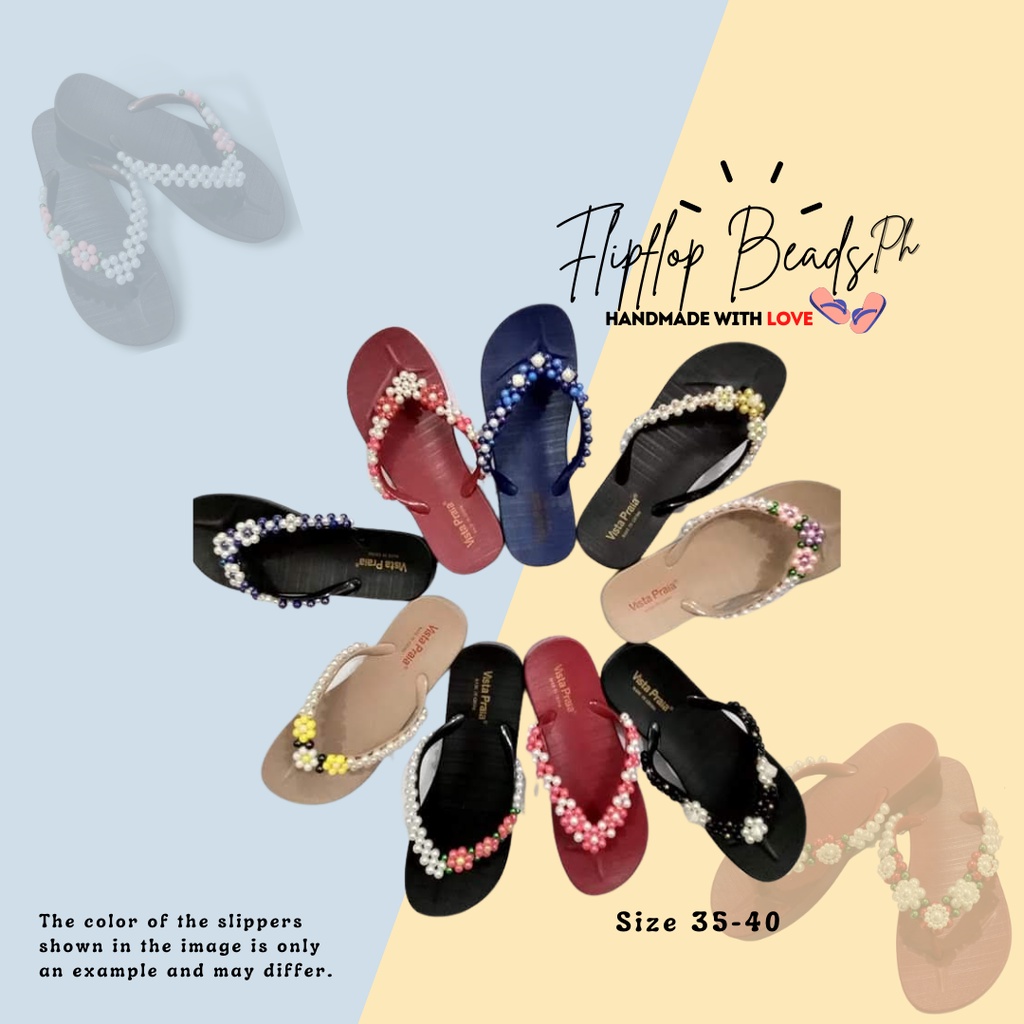 Beaded Flip-flops in Random design and color (add 1 on size) | Shopee ...